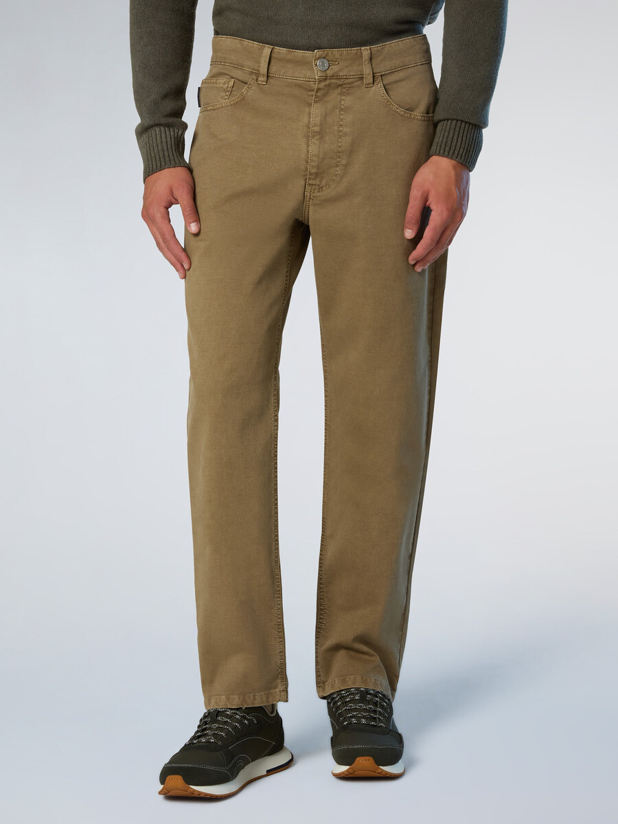 pantalones de sarga rota de cinco bolsillos