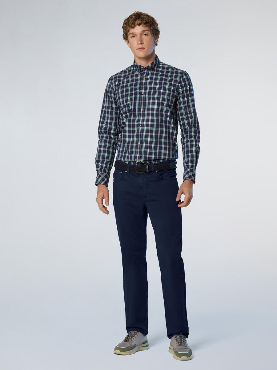 pantalones de sarga rota de cinco bolsillos