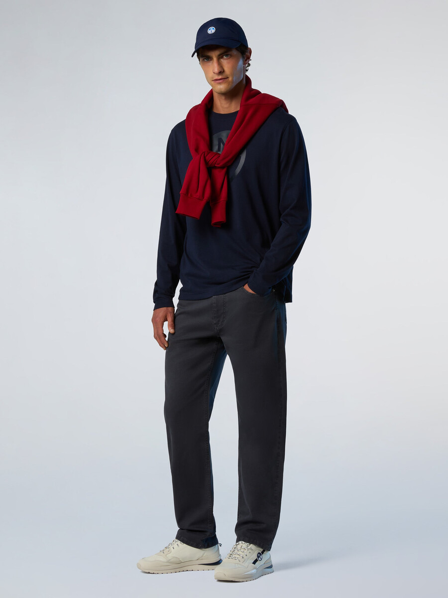 pantalones de sarga rota de cinco bolsillos