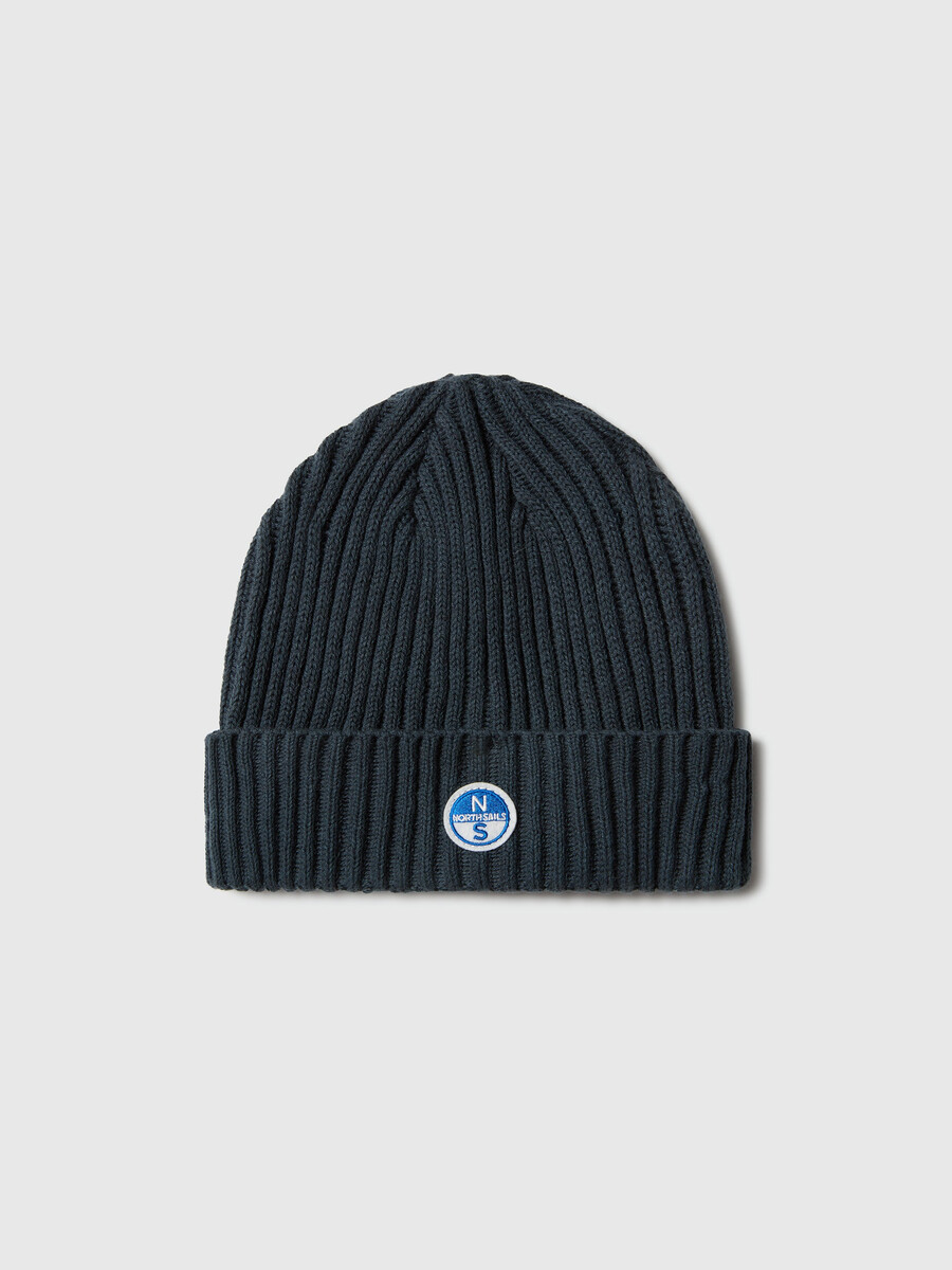 gorro de canalé ancho con parche de logotipo