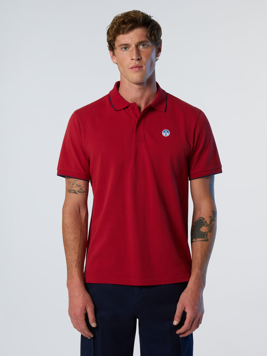 camisa polo con estampado de cuello