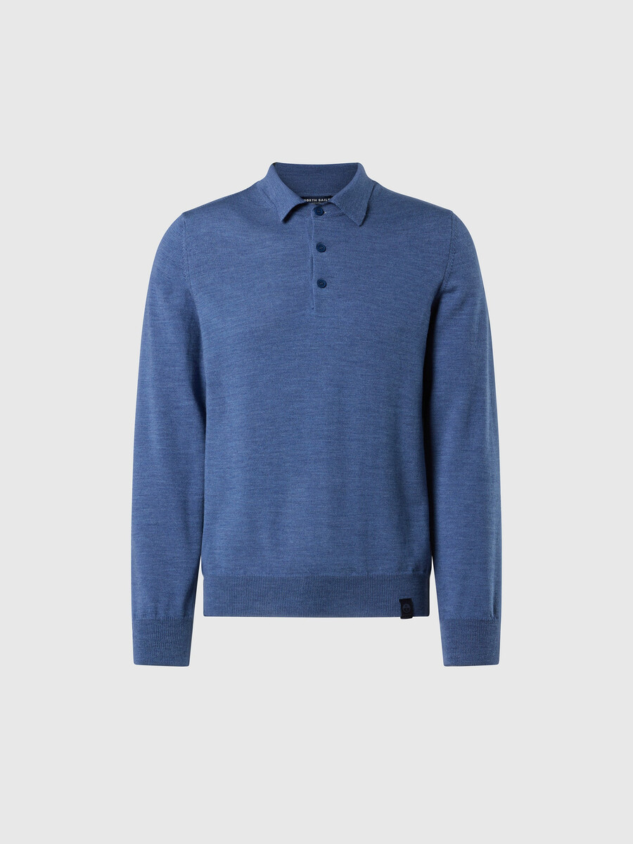 suéter polo de lana merino