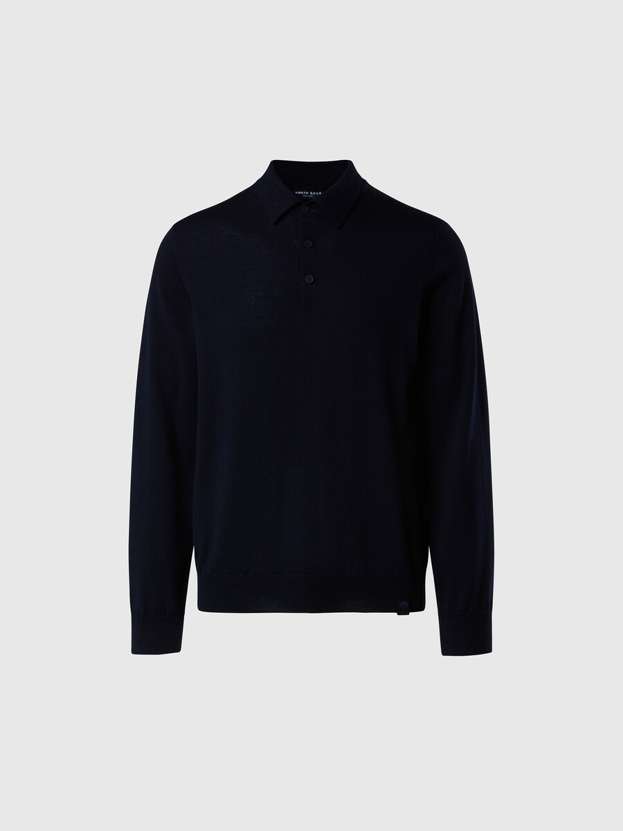 suéter polo de lana merino
