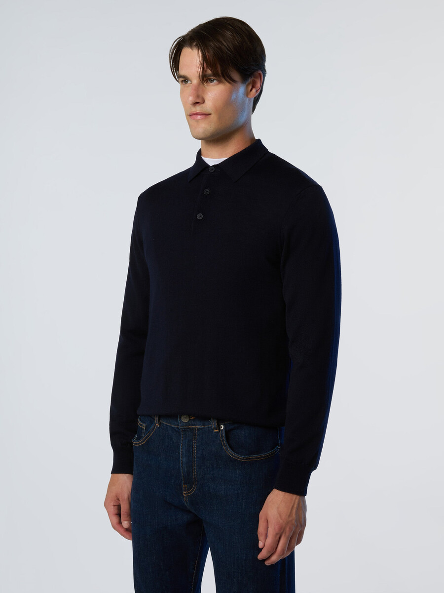 suéter polo de lana merino