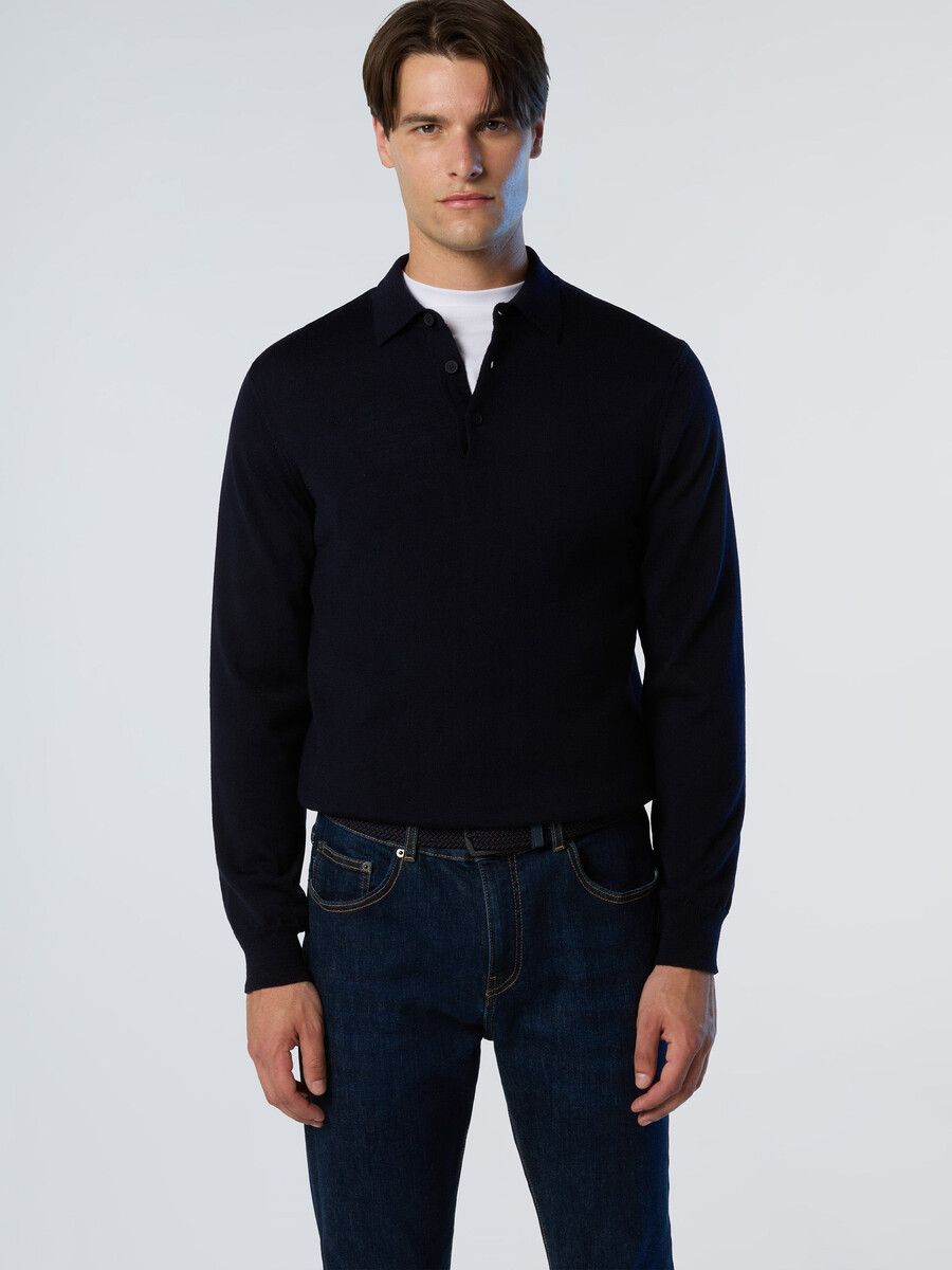 suéter polo de lana merino