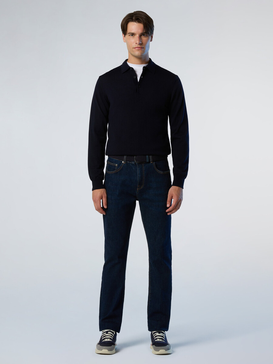 suéter polo de lana merino