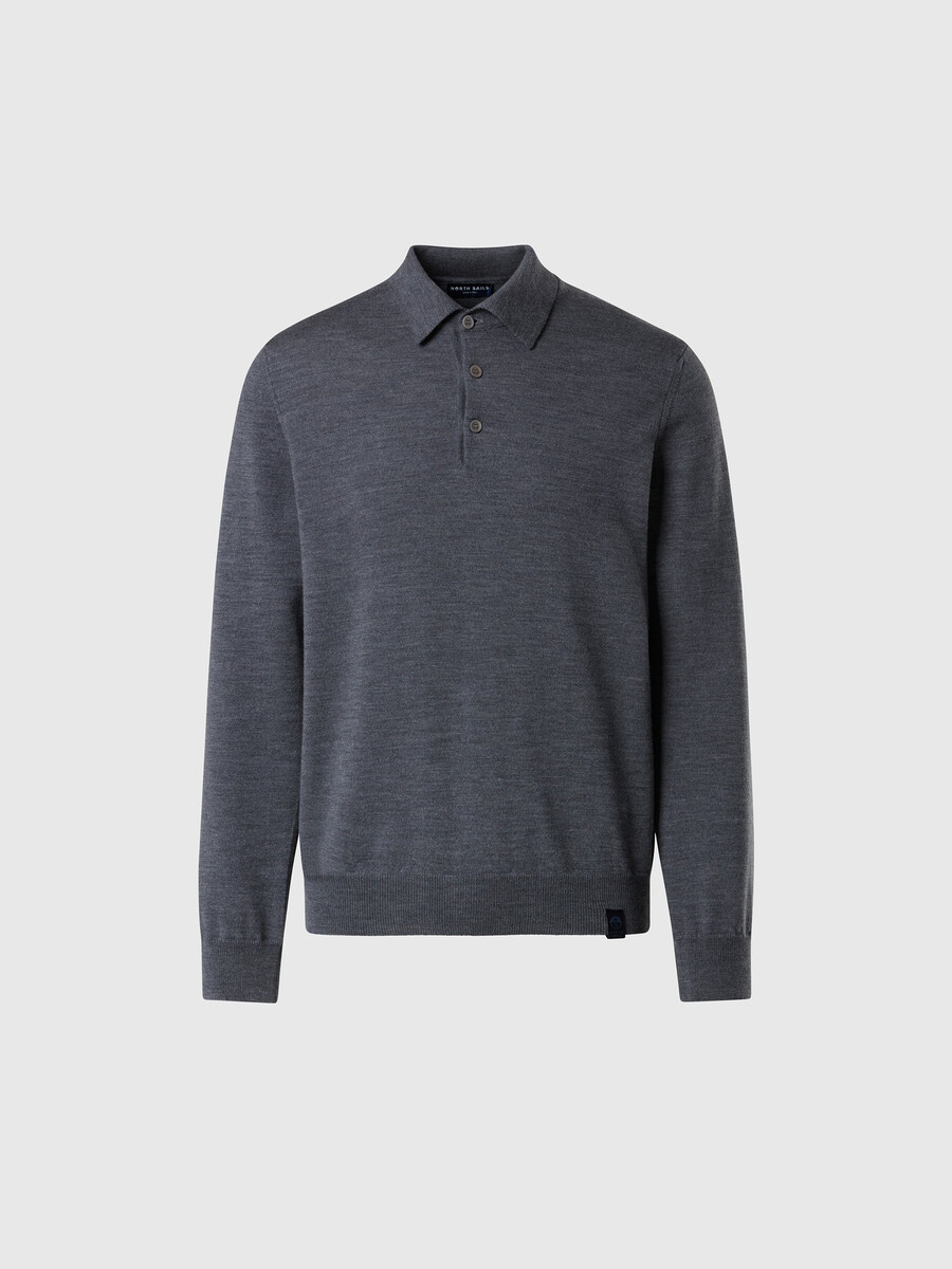 suéter polo de lana merino