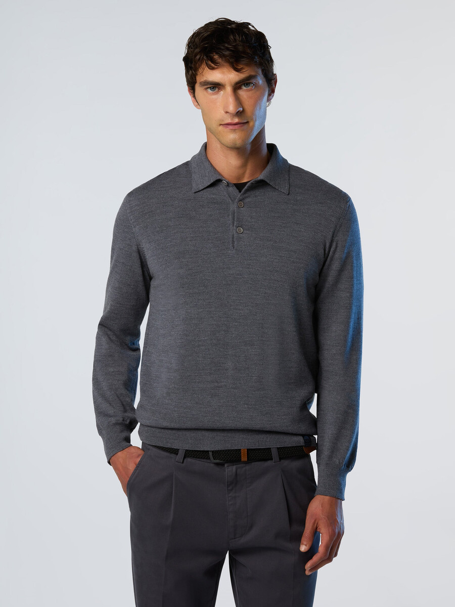 suéter polo de lana merino