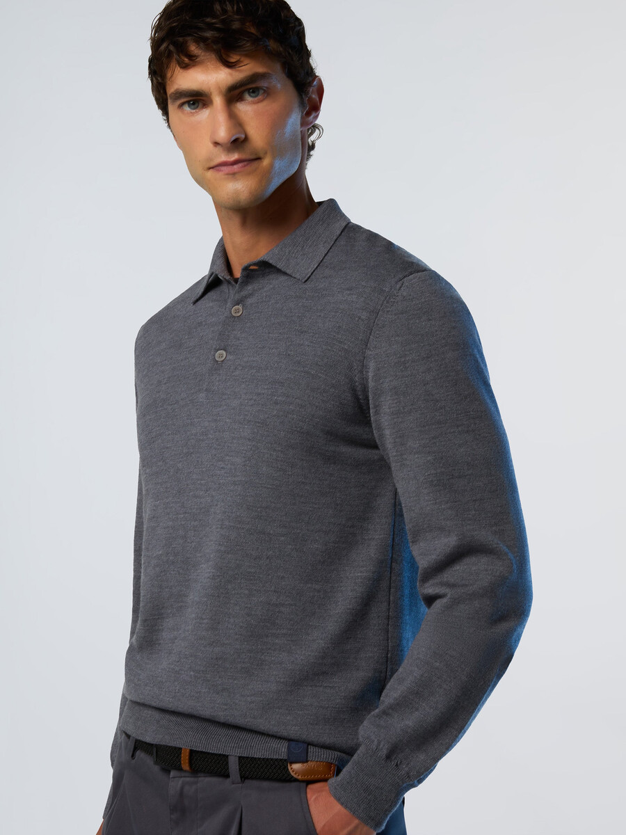 suéter polo de lana merino