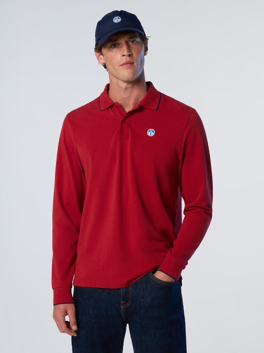 polo de manga larga con estampado en el cuello