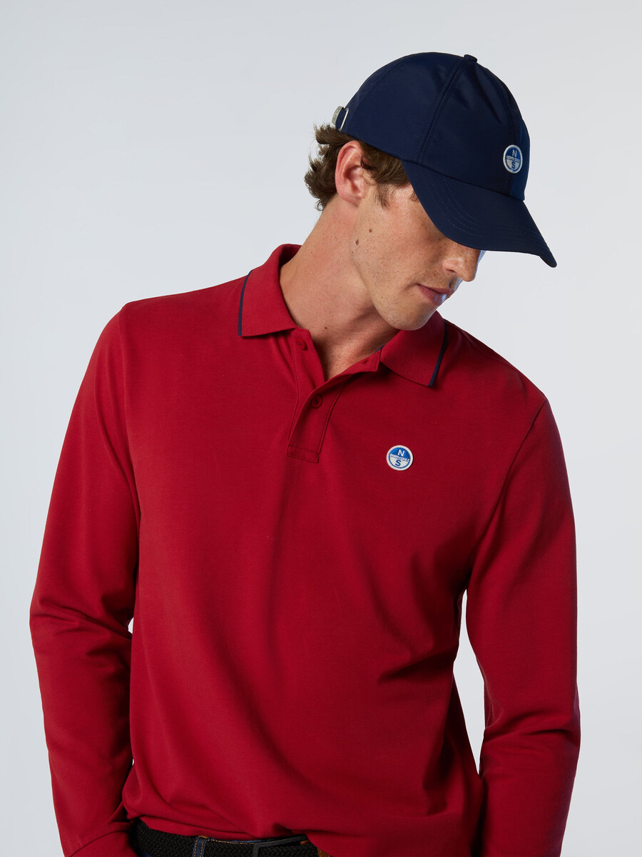 polo de manga larga con estampado en el cuello
