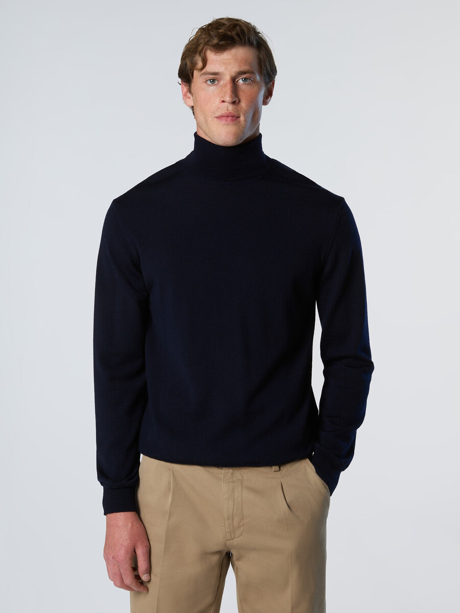 suéter de cuello alto de lana merino