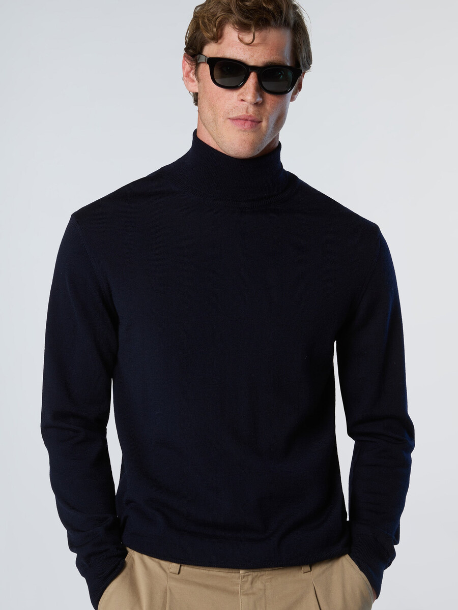 suéter de cuello alto de lana merino