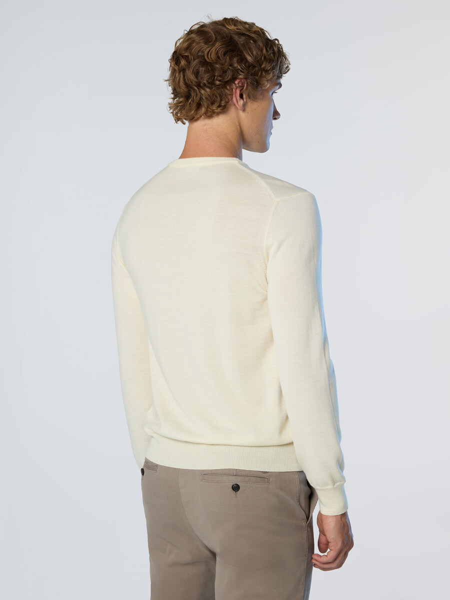 suéter de cuello redondo de lana merino