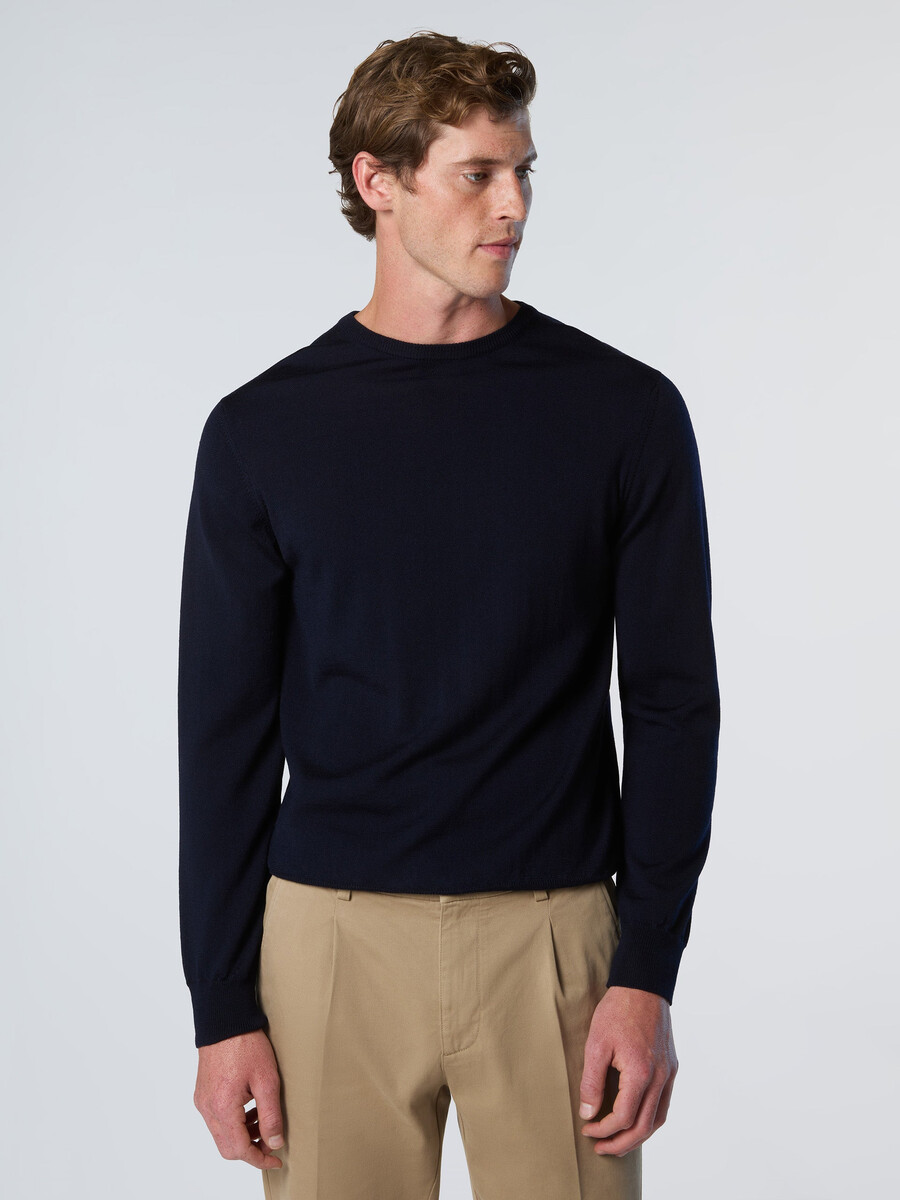 suéter de cuello redondo de lana merino