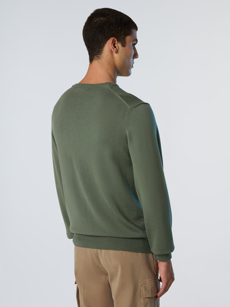 suéter de cuello redondo de lana merino