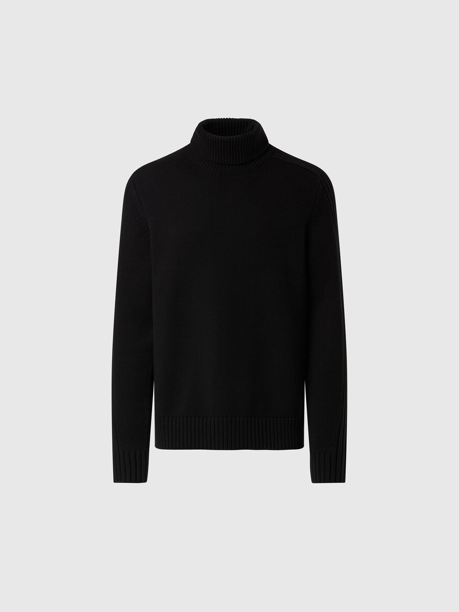 suéter de cuello alto con canalé