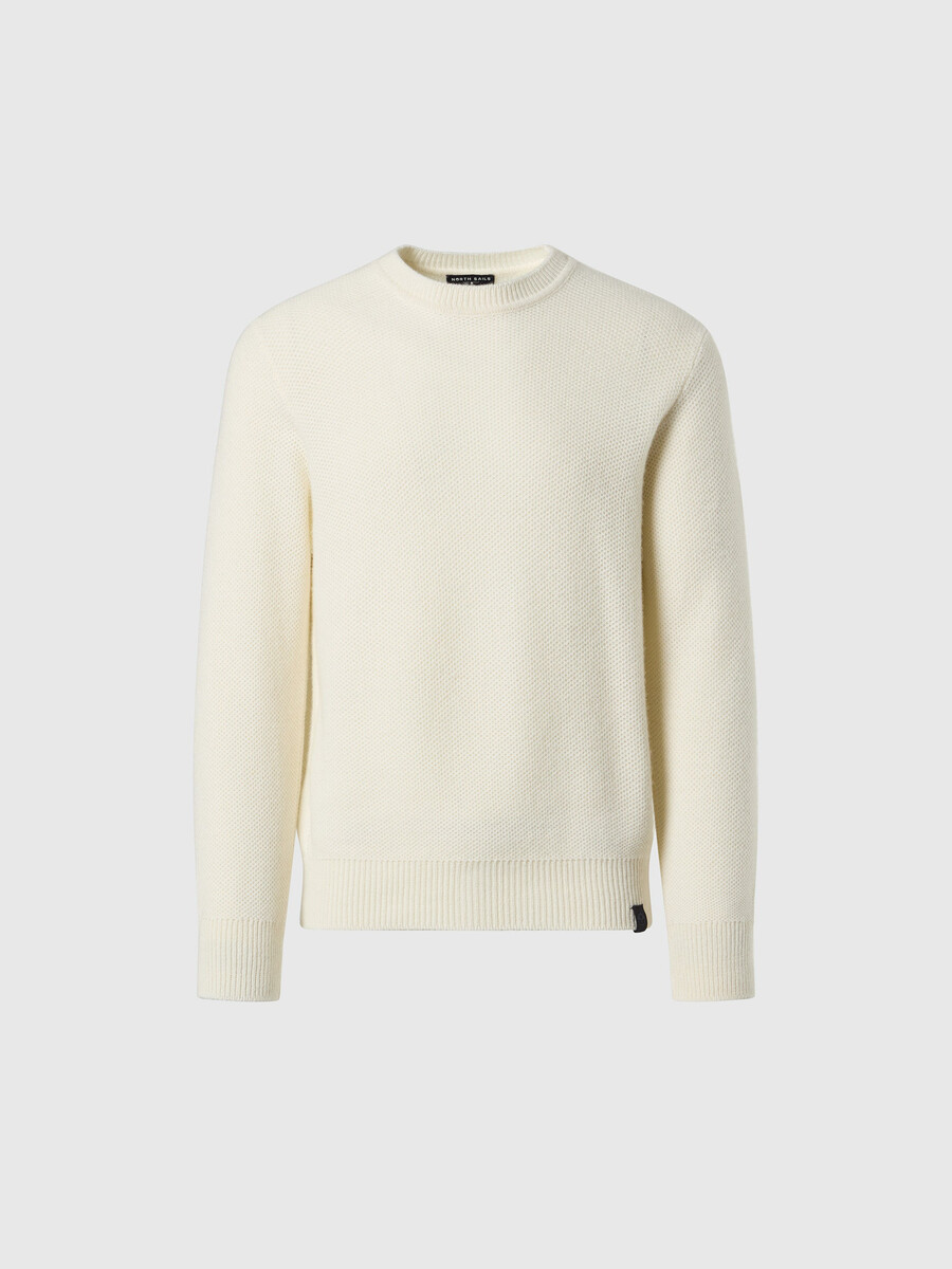 suéter de cuello redondo con diseño de panal