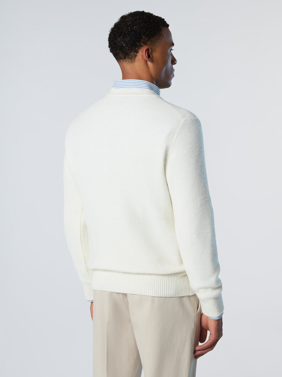 suéter de cuello redondo con diseño de panal