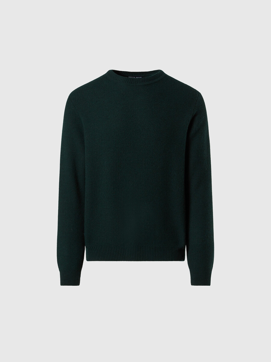 suéter de cuello redondo con diseño de panal