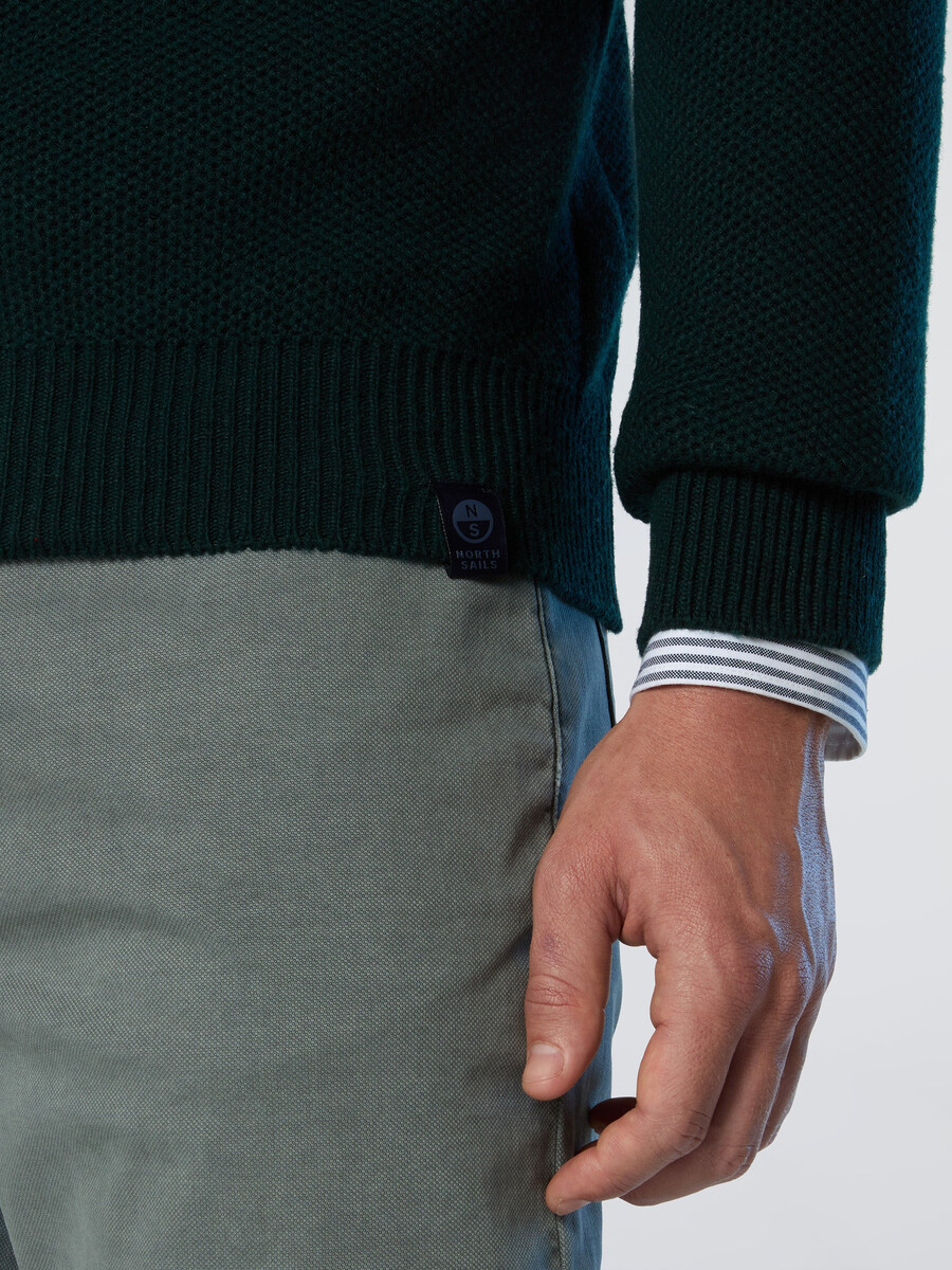 suéter de cuello redondo con diseño de panal