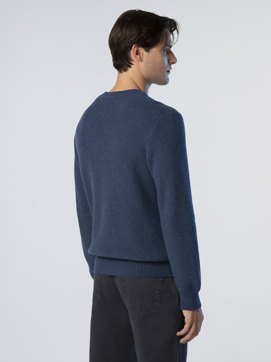 suéter de cuello redondo con diseño de panal