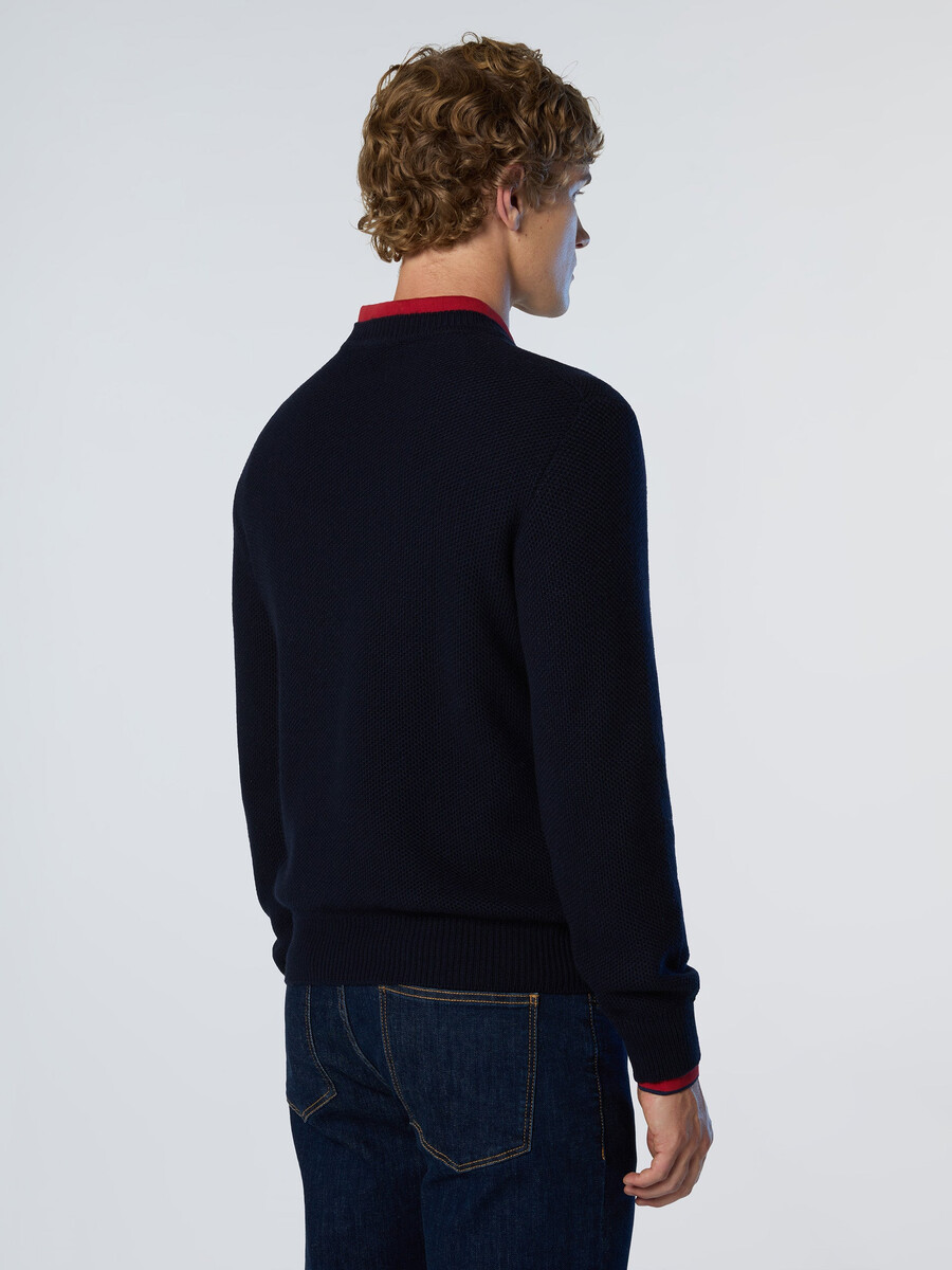 suéter de cuello redondo con diseño de panal