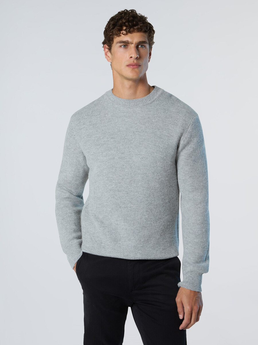 suéter de cuello redondo con diseño de panal