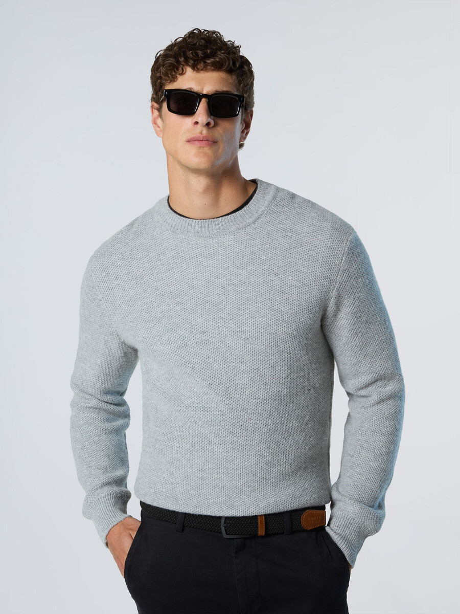 suéter de cuello redondo con diseño de panal