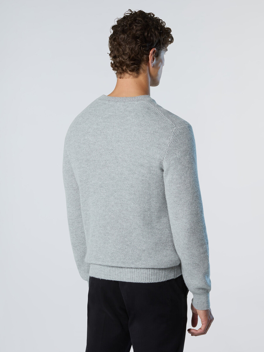 suéter de cuello redondo con diseño de panal