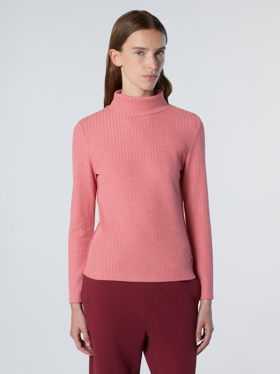 jersey de cuello alto de punto acanalado
