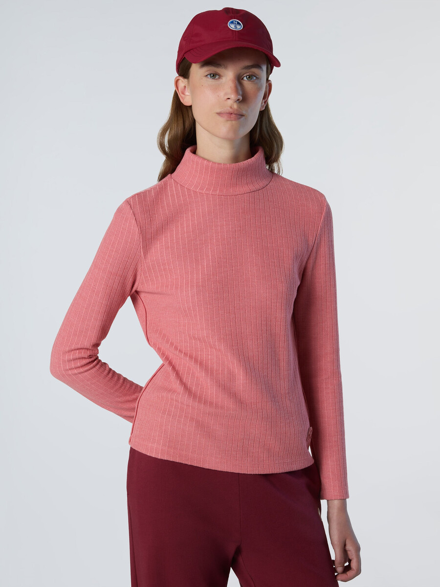 jersey de cuello alto de punto acanalado