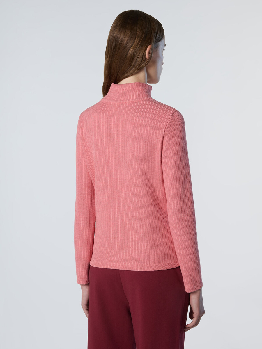 jersey de cuello alto de punto acanalado