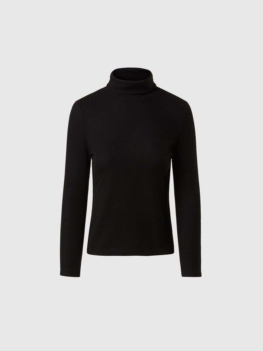 jersey de cuello alto de punto acanalado