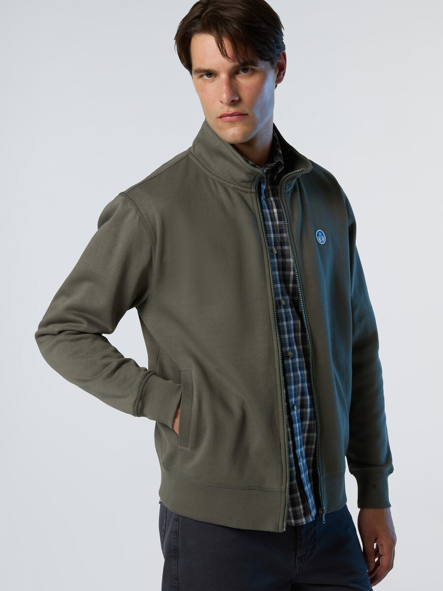 sudadera con cremallera completa y parche del logo