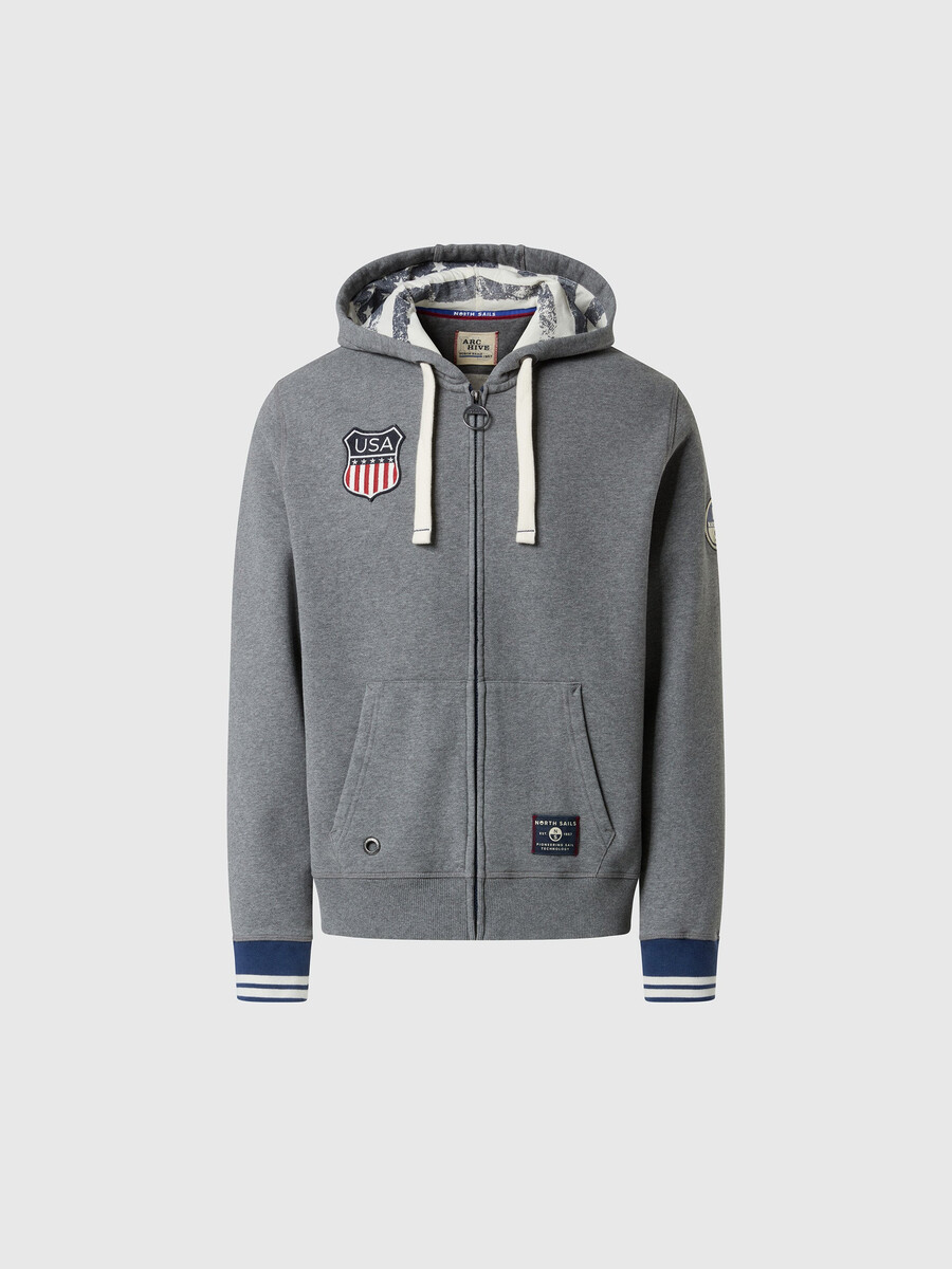 sudadera con capucha y cremallera completa de archivo