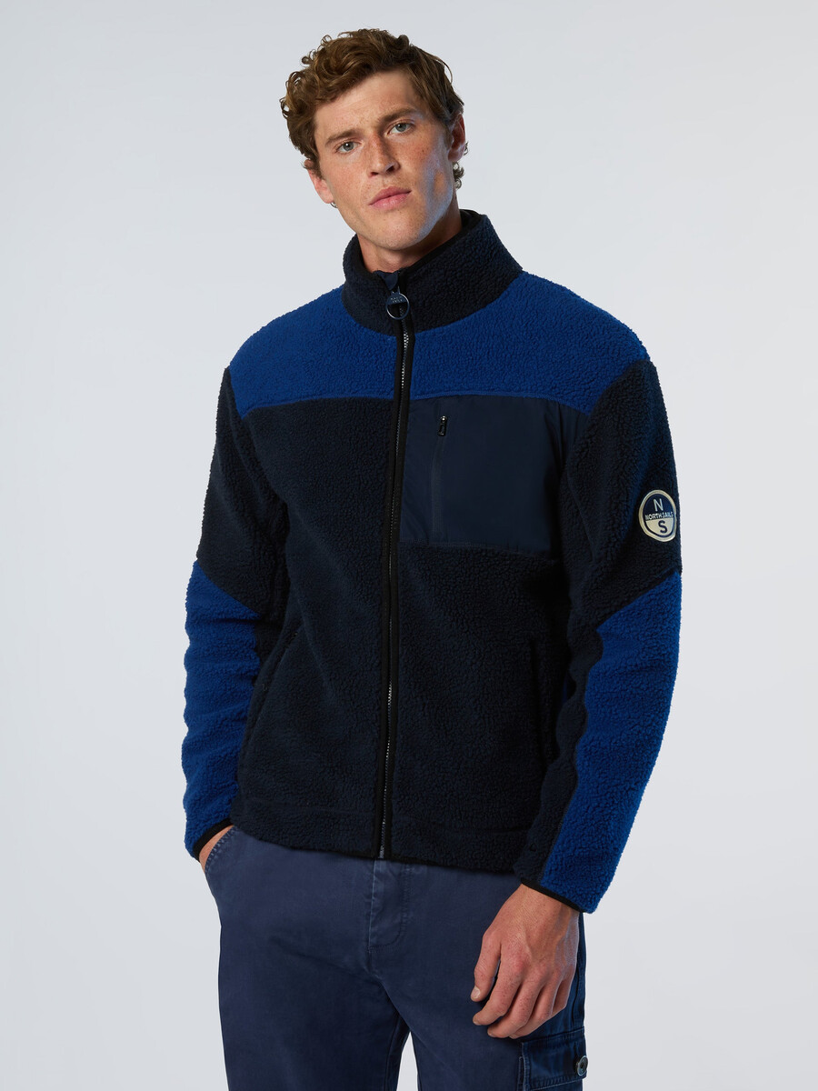 sudadera con cremallera completa de tejido mixto