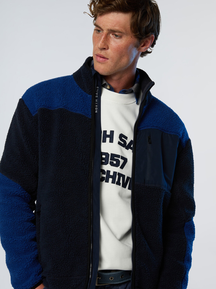 sudadera con cremallera completa de tejido mixto