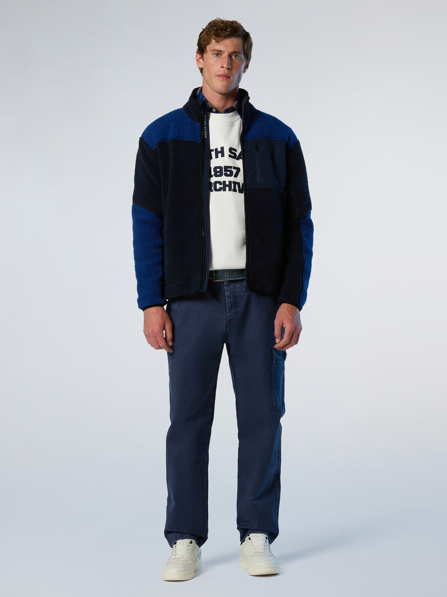 sudadera con cremallera completa de tejido mixto