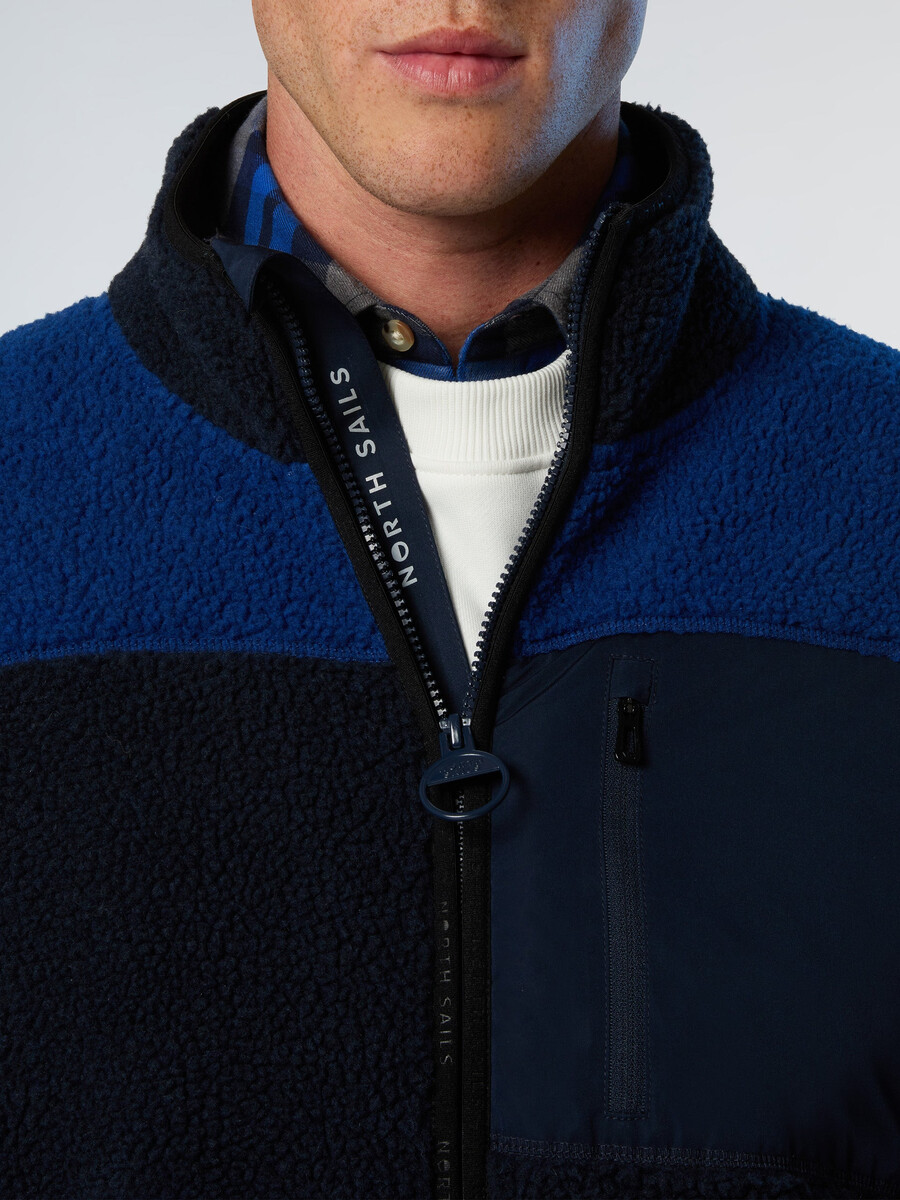 sudadera con cremallera completa de tejido mixto