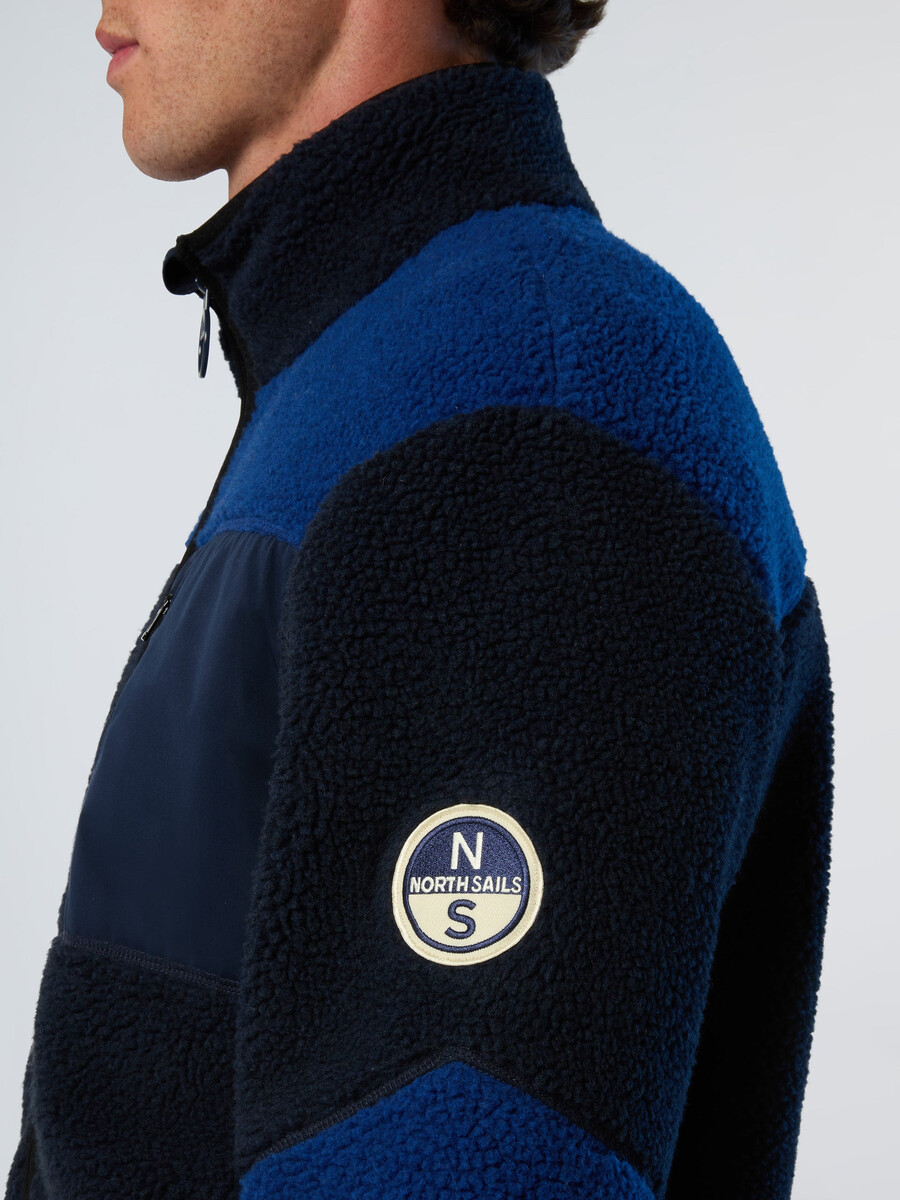 sudadera con cremallera completa de tejido mixto