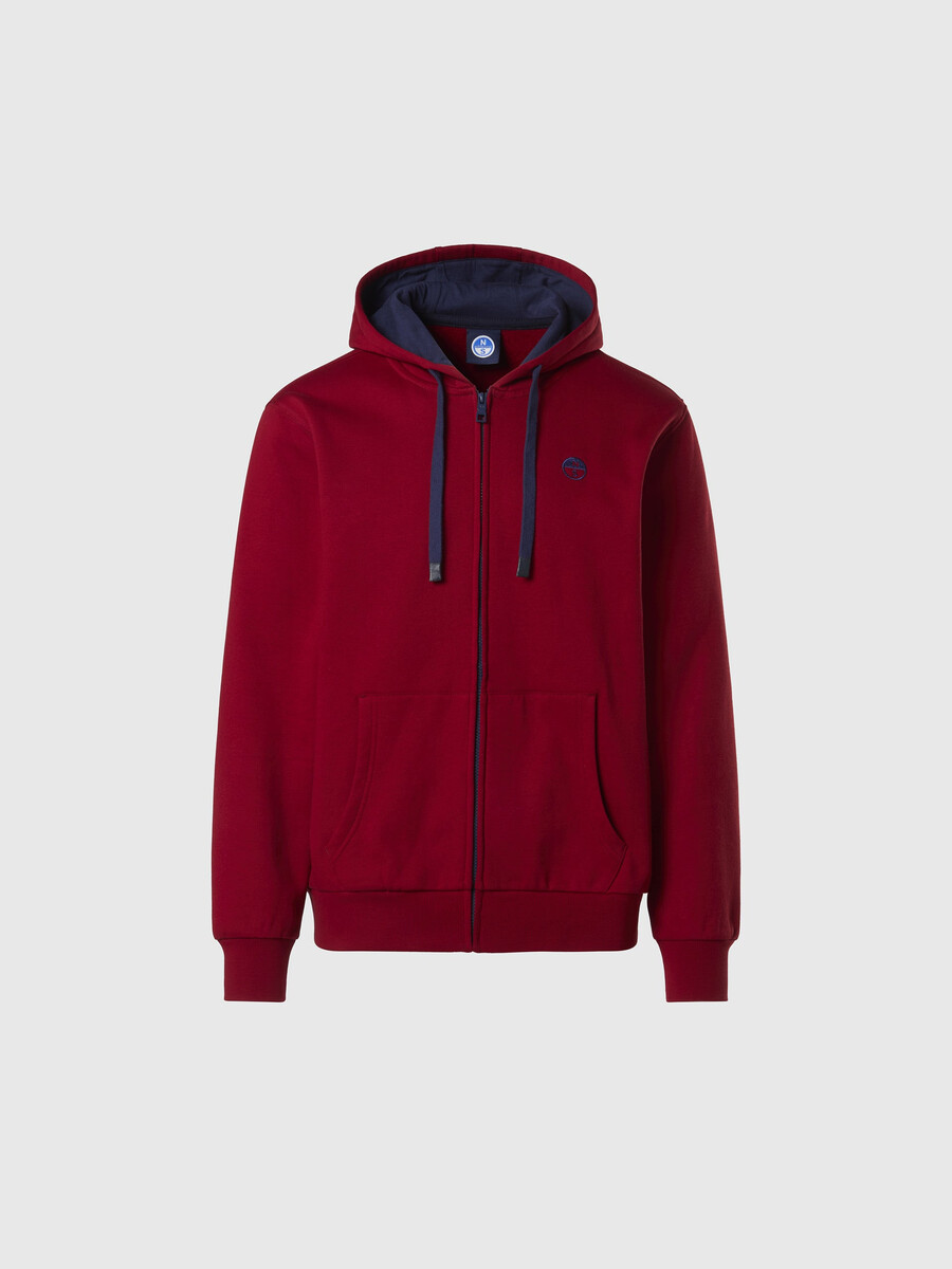 sudadera con capucha y cremallera completa con logotipo bordado