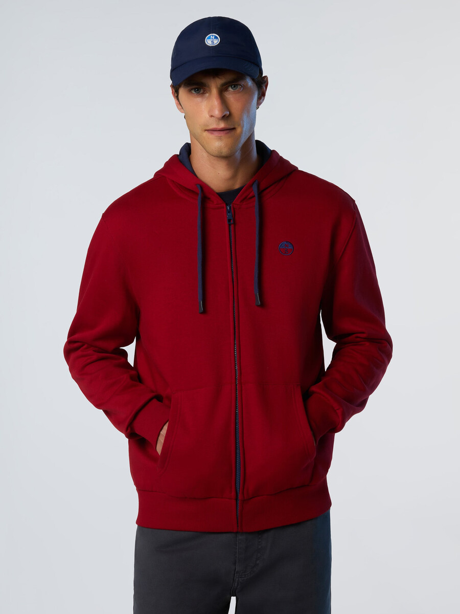 sudadera con capucha y cremallera completa con logotipo bordado