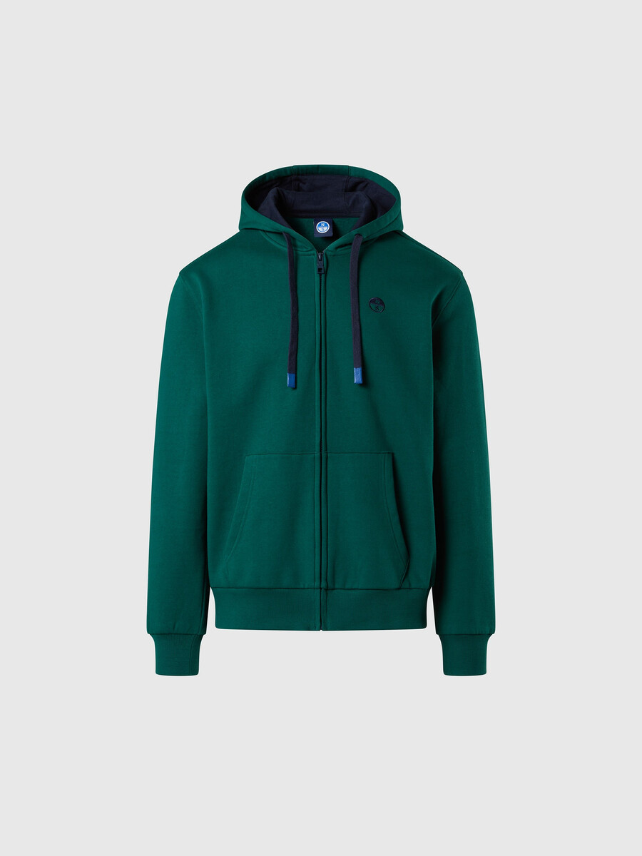 sudadera con capucha y cremallera completa con logotipo bordado