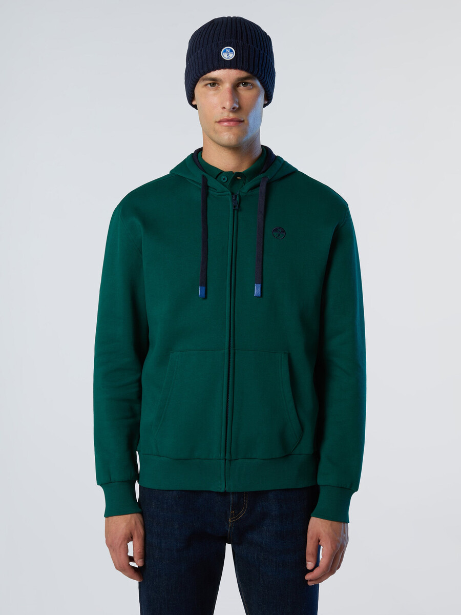 sudadera con capucha y cremallera completa con logotipo bordado
