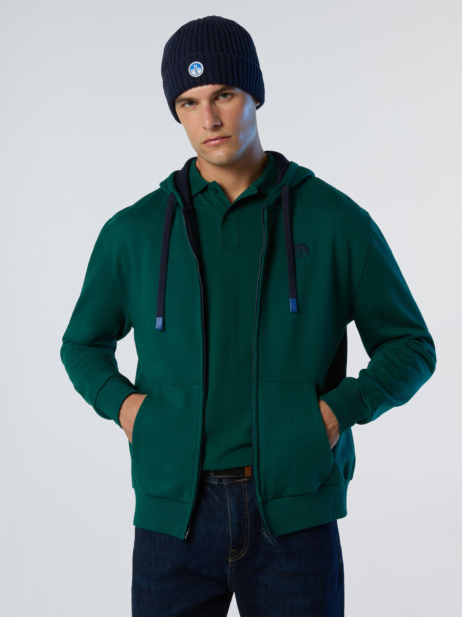 sudadera con capucha y cremallera completa con logotipo bordado