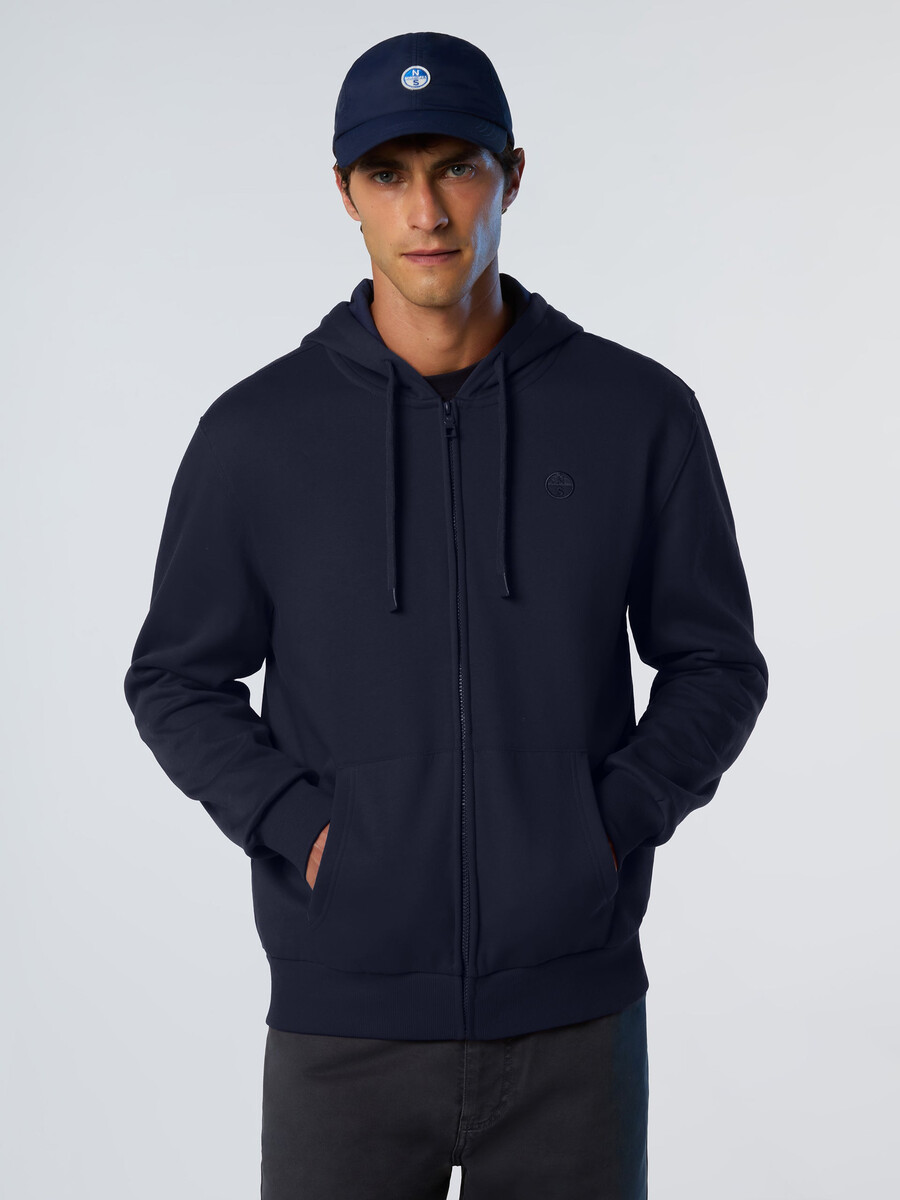 sudadera con capucha y cremallera completa con logotipo bordado