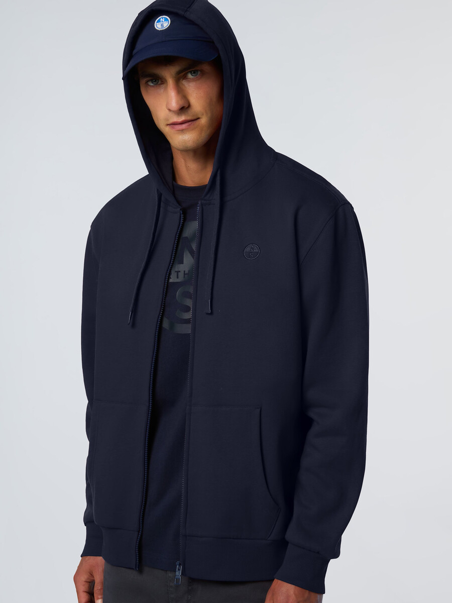 sudadera con capucha y cremallera completa con logotipo bordado