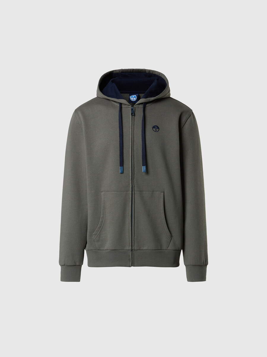 sudadera con capucha y cremallera completa con logotipo bordado