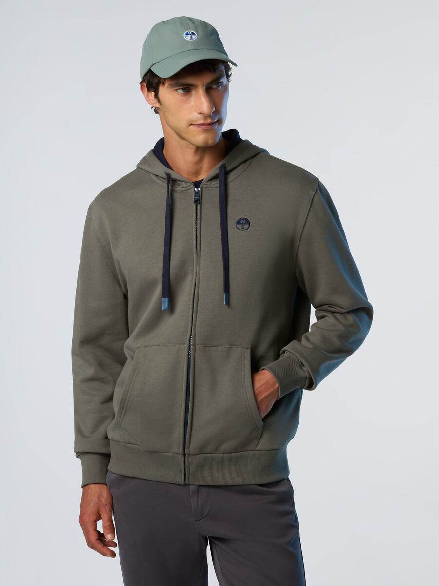sudadera con capucha y cremallera completa con logotipo bordado